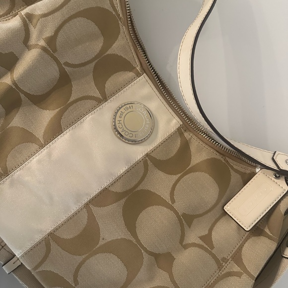 Authentic COACH Signature 2Way Shoulder Bag Canvas Leather - Picture 8 of 8